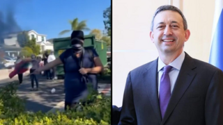 מפגינים פרו פלסטינים מתפרעים מול ביתו של נשיא איפא”ק, מייקל טוצ׳ין, בקליפורניה, ארה"ב